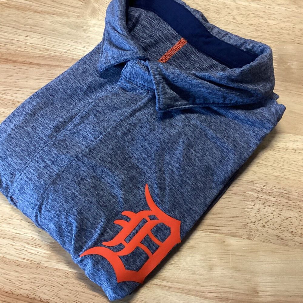 Men's MLB Detroit tigers‎ Performance Polo Heathered Blue Medium